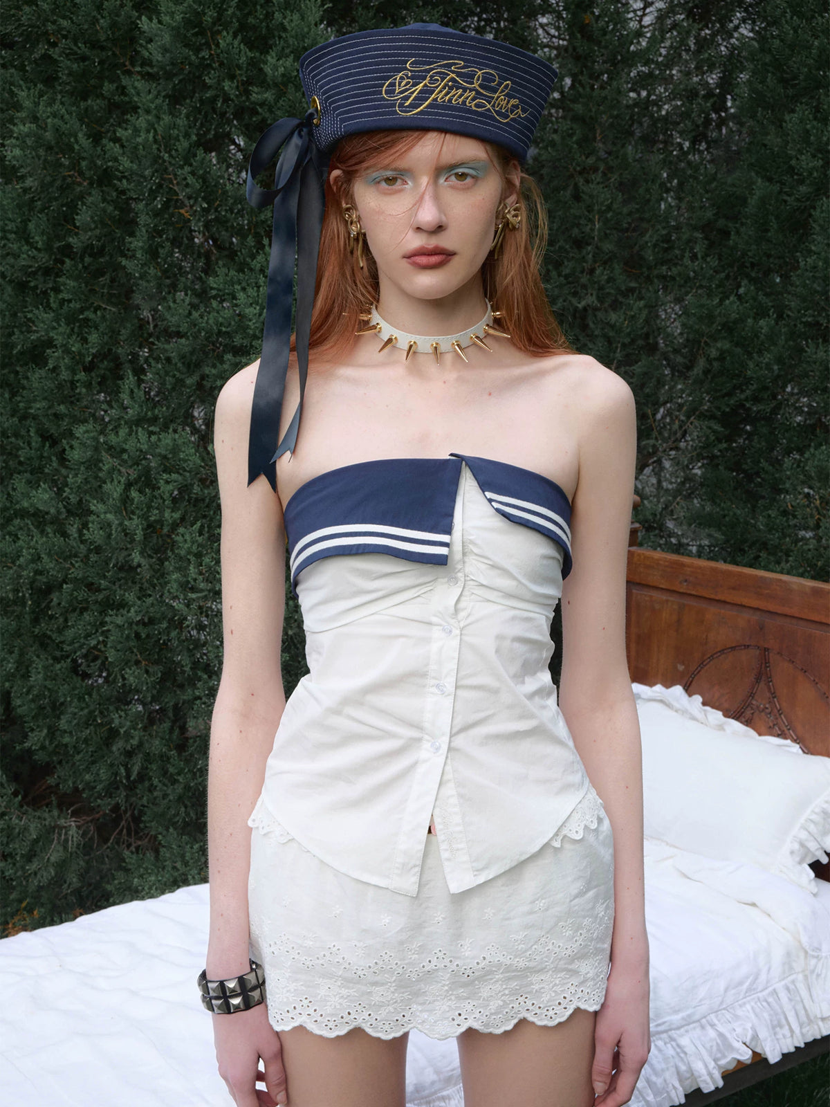 Navy Sailor Wide-Brim Hat