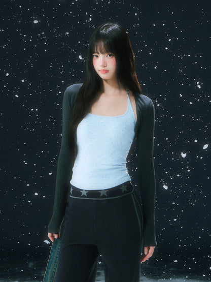 Light Blue Contrast Polka Dot Camisole Set