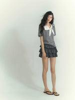 Tie Collar Stripe Tee