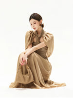 Halter Knit Chiffon Dress