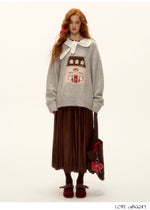 Eyelet Hem Suede Long Skirt