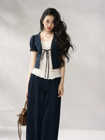 Navy Blue Floral Lace Set