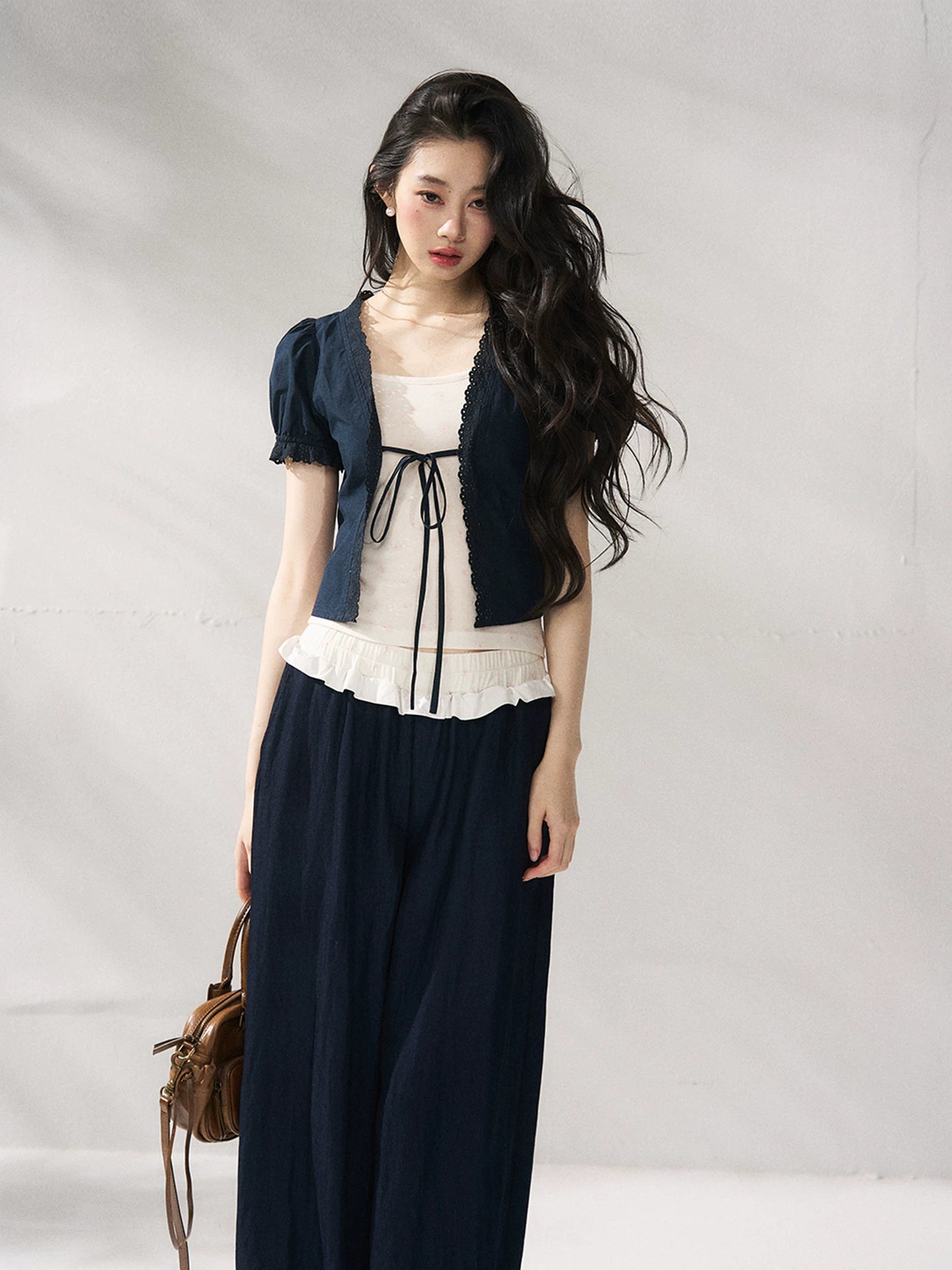 Navy Blue Floral Lace Set