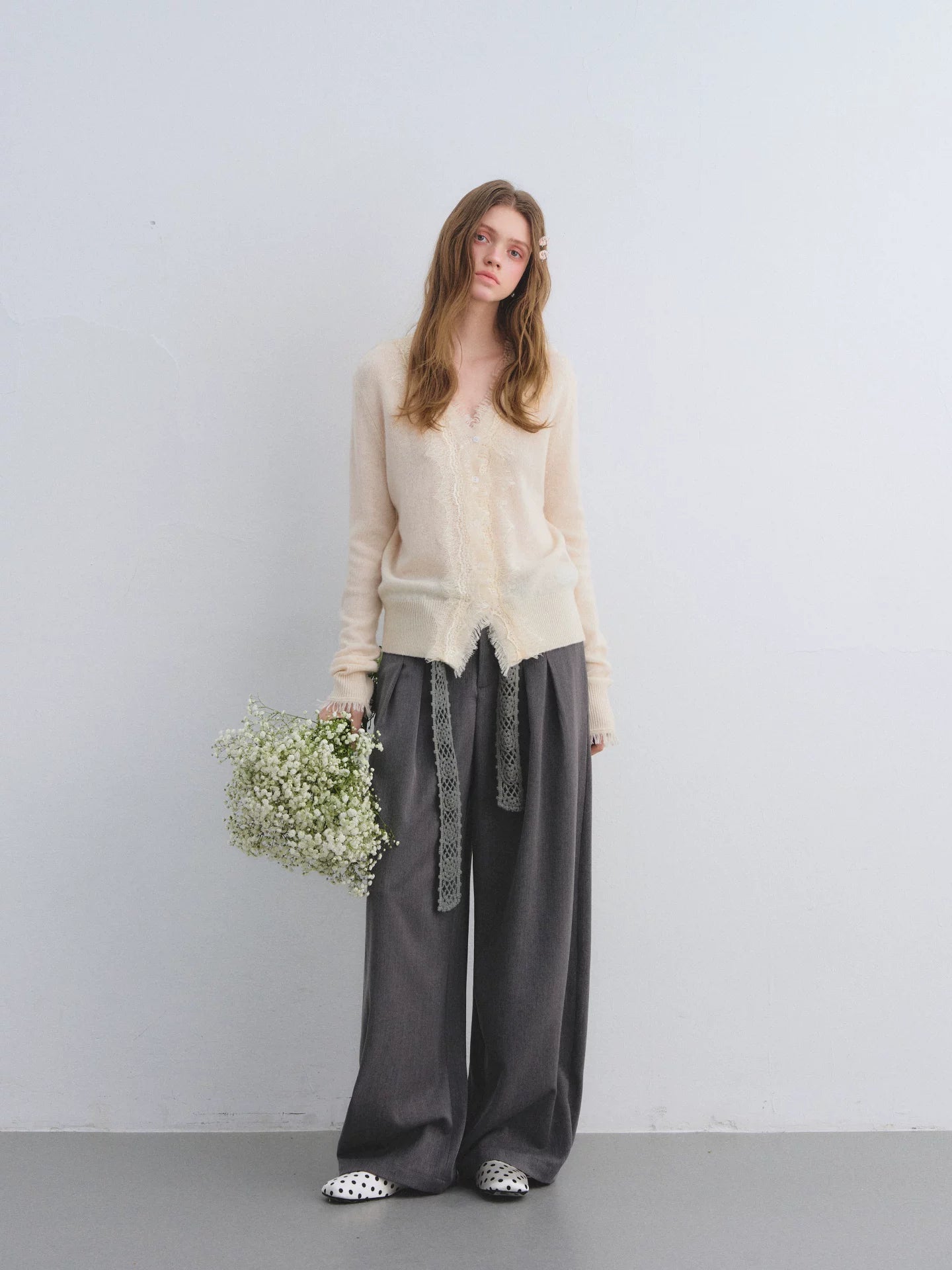 Crochet Belt Pleated Trousers
