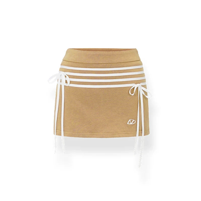 Color-Clash Mid-Waist Fitted Sports Skirt
