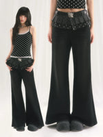 Black Detachable Flare Jeans