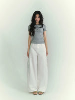 Curved Cargo Denim Pants