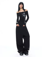 Gothic Off-Shoulder Printed Top