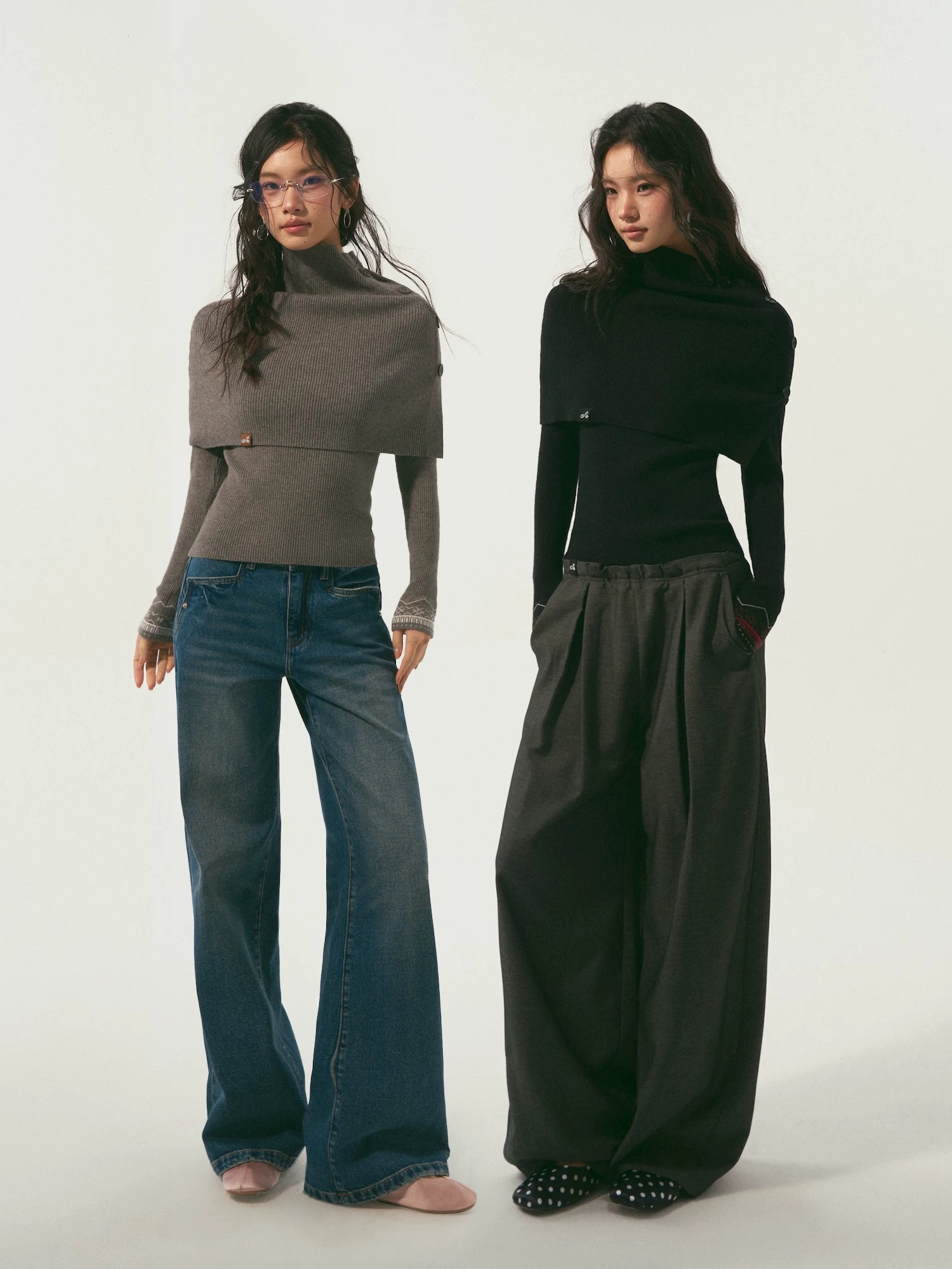 Black &amp; Gray Layered Knit Top