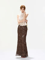 Brown Tassel Sequin Mermaid Skirt