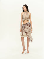 Gold Rhinestone Halter Organza Camisole
