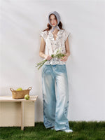 Embroidered Wide-Leg Jeans