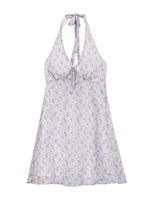 Purple Floral Halter Dress