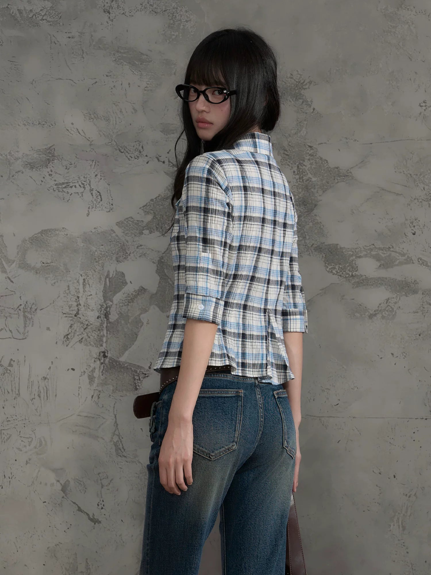 Plaid Ruched Shirt