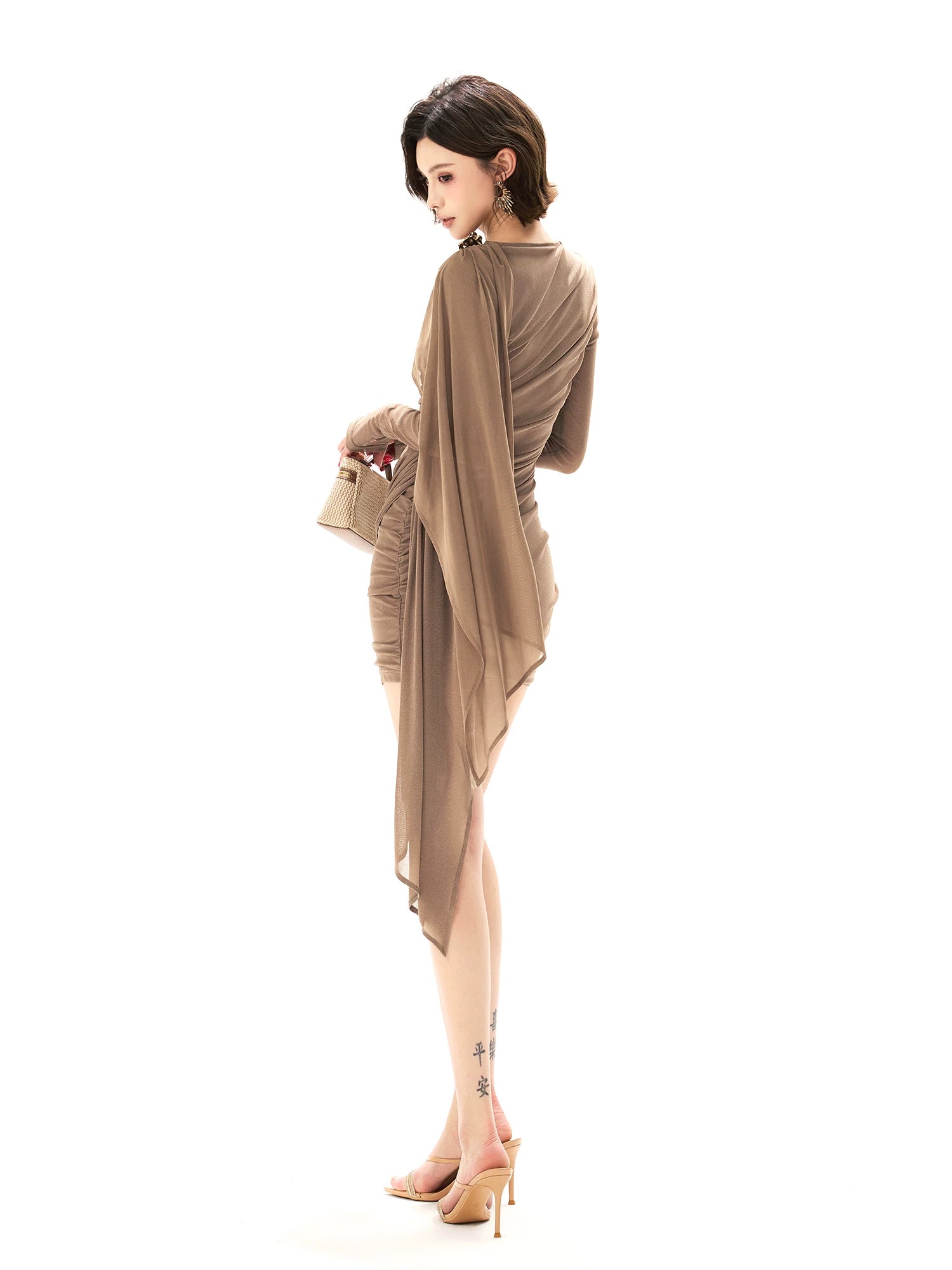 Asymmetric Mesh Knit Dress