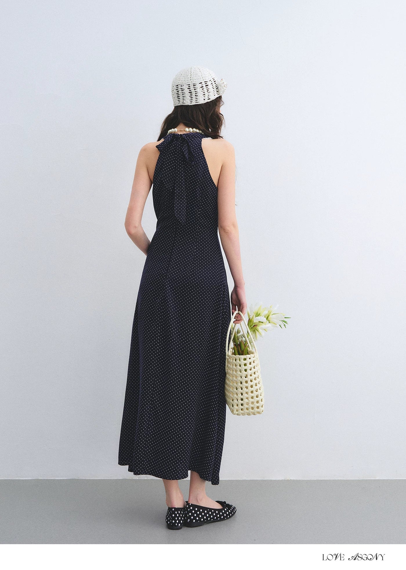 Navy Blue Polka Dot Ruffle Dress