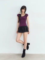 Lace Patchwork Purple Tee