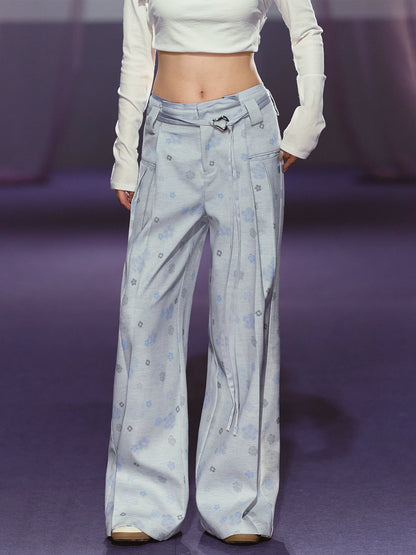 Floral Printed Satin Trousers