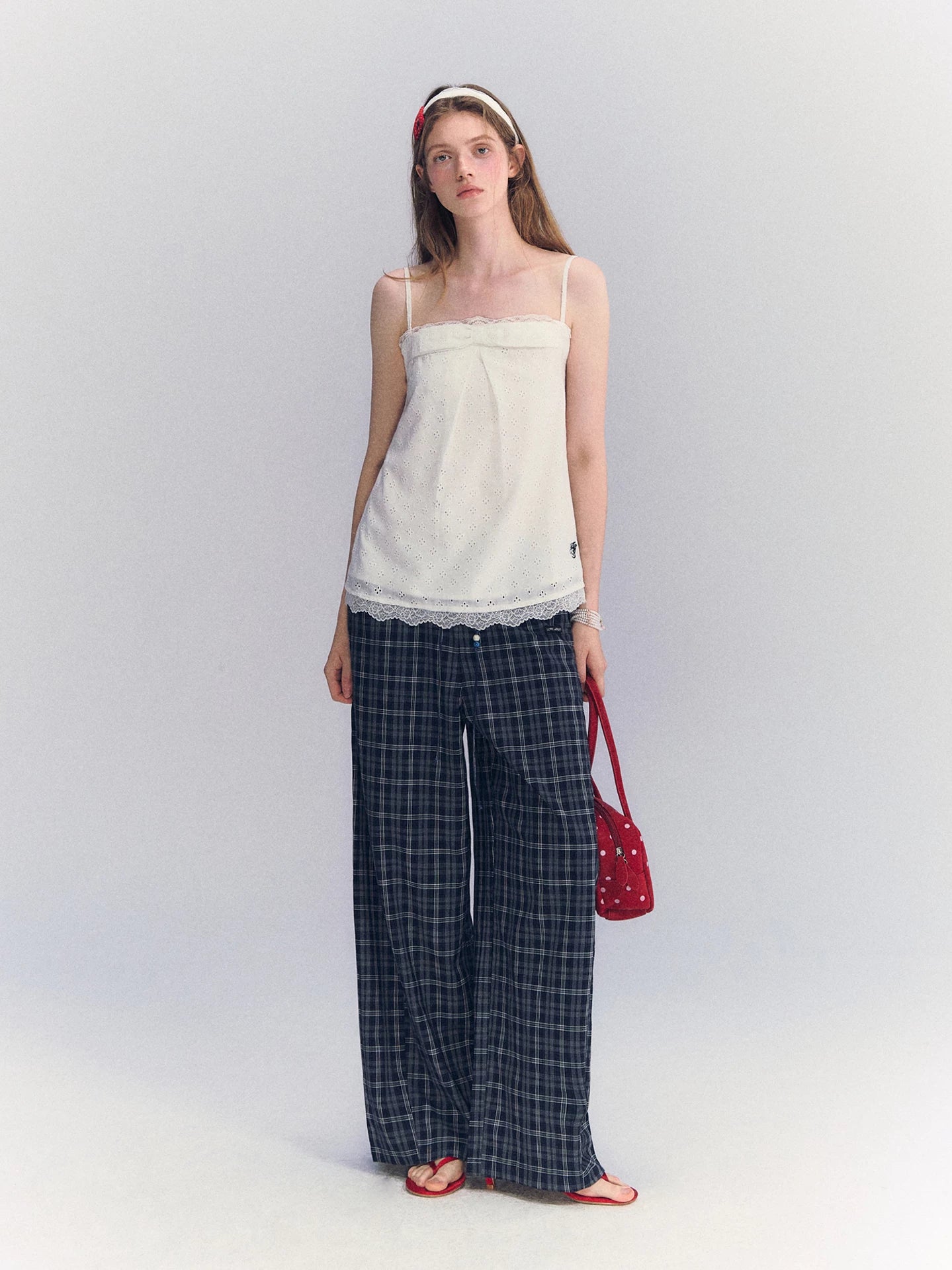 Plaid Wide-Leg Pants