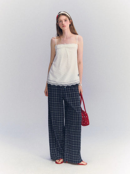 Plaid Wide-Leg Pants