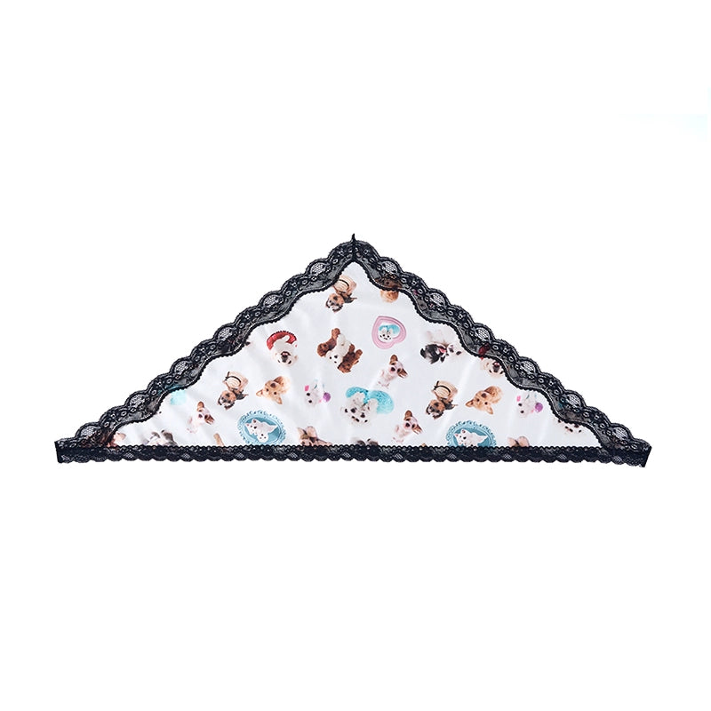Lace-Trimmed Silk Feel Headband Triangle Scarf