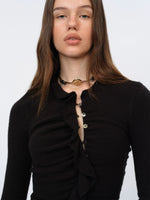 Knit Lace-Trim Panel Cardigan