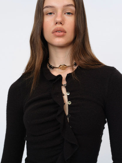 Knit Lace-Trim Panel Cardigans