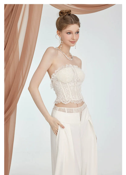 Naomi Lace Mesh Boned Backless Corset