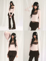 U-Neck Hooded Knit Cardigan & Camisole Set