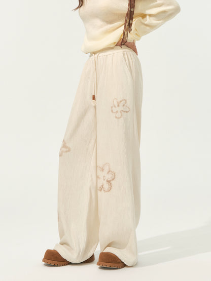 Floral Pleated Drawstring Pants
