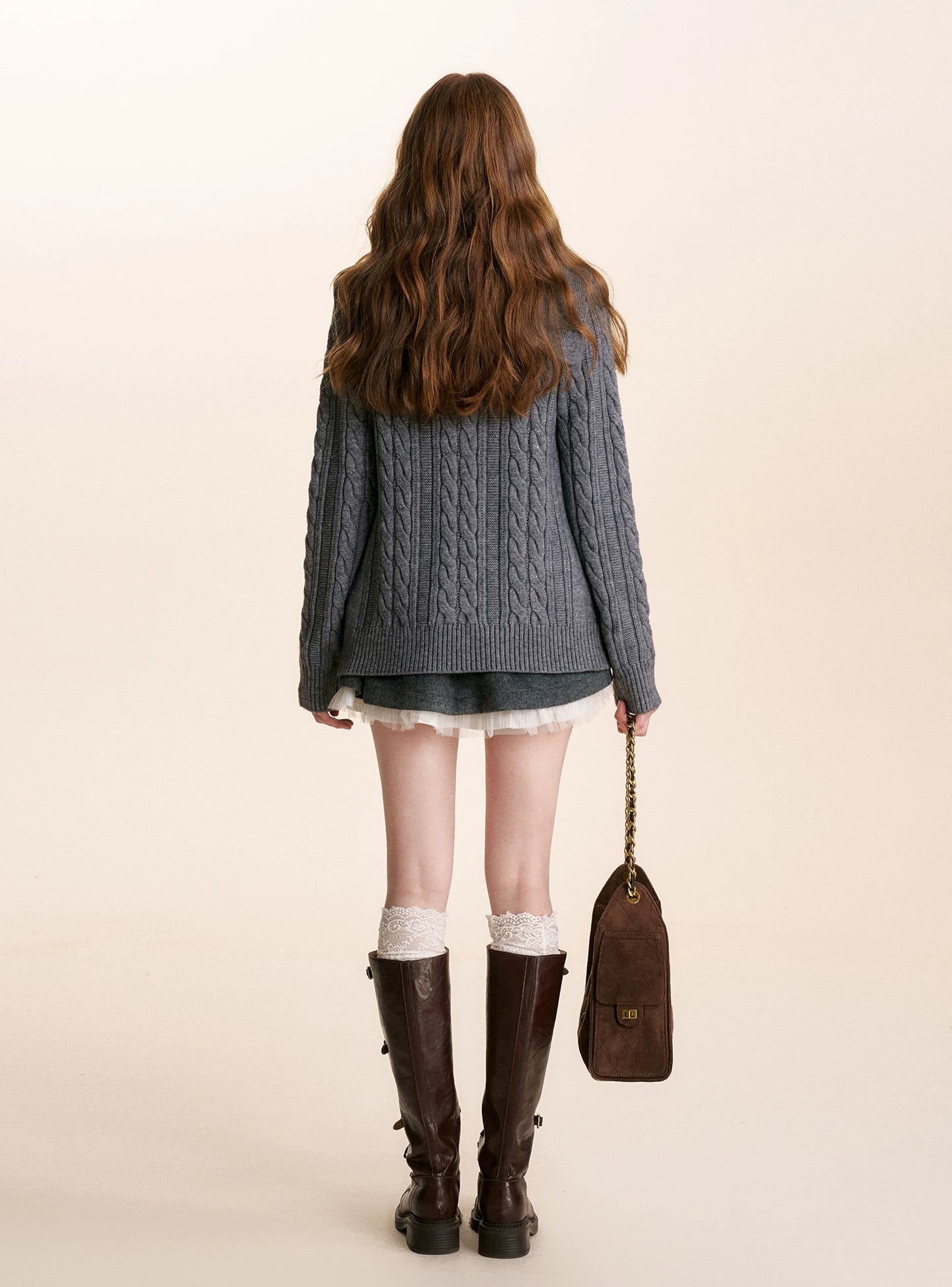 Chain Embroidered Knit Cardigan