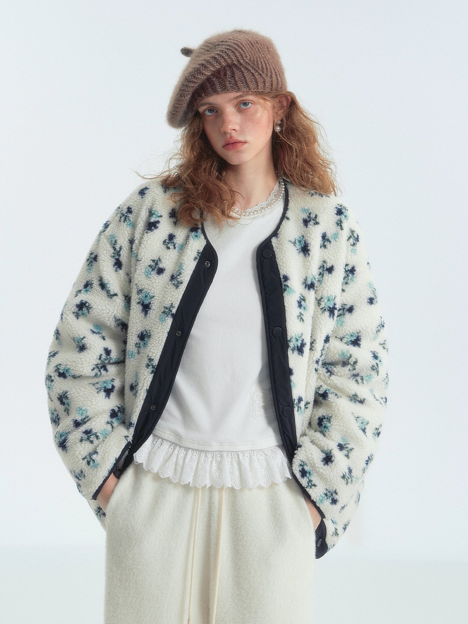 Collarless Colorblock Down Jacket