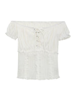 White Off-shoulder Puff Top