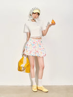 A-Line Bubble Pleated Short Skirt