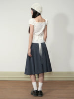Checkered Bow A-line Midi Skirt