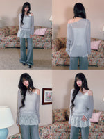 Asymmetric V-Neck Knit Top
