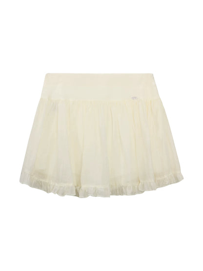 Apricot Ballet Ruffle Mini Skirt