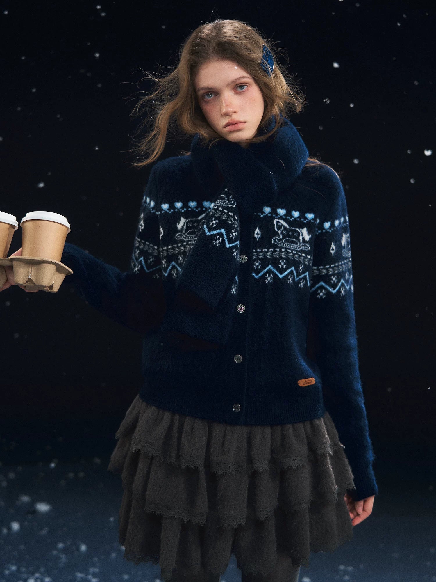 Fair Isle Cardigan &amp; Scarf Set