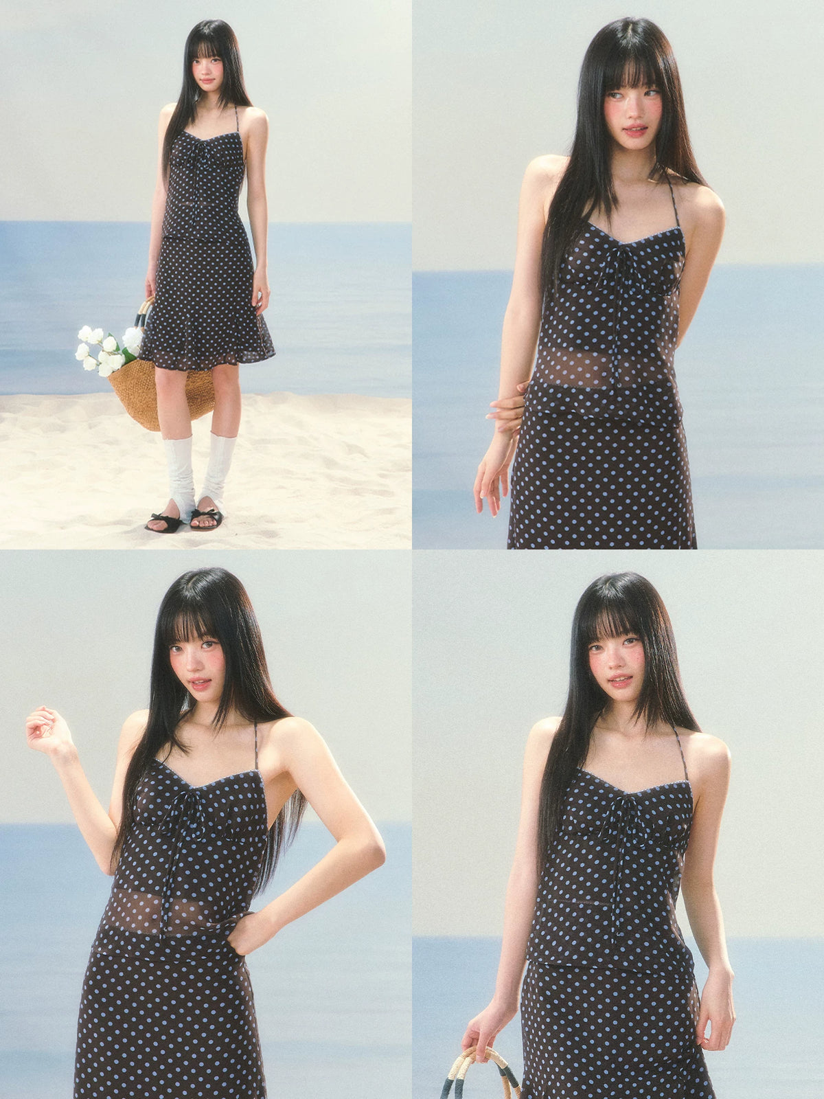 Polka Dot Halter Camisole Top &amp; Skirt Set