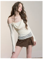 Asymmetric Beaded Drape T-shirt