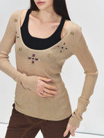 Layered Shimmer Wool Long Sleeve Top