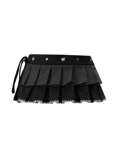 Vintage Shell Pleated Mini Skirt