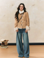Khaki Shearling Fur Coat