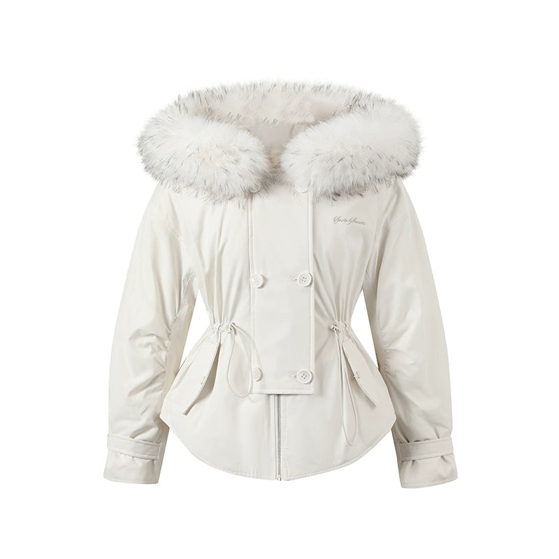 Faux Fur Collar Double-Breasted Down Parka