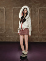 Chunky Knit Diamond Pattern Hooded Cardigan