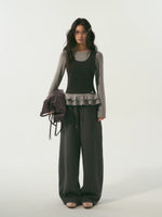 Blue & Black Knit Vest Set