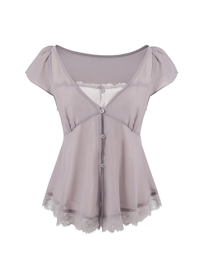 Lace Layered V-Neck Top