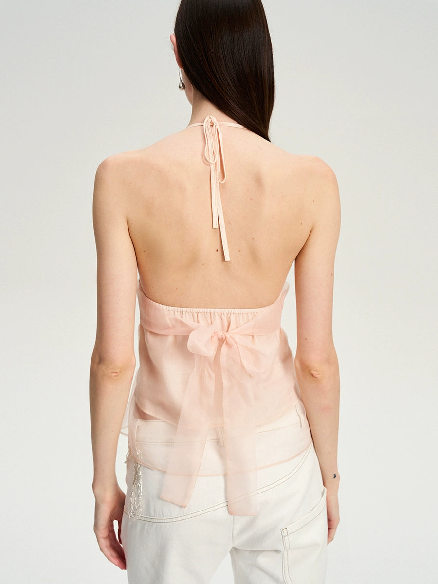 Pink Embroidered Layered A-Line Camisole