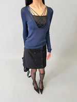 Buttoned Micro-A-Line Tailored Skirt