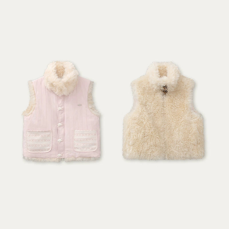 Pink Reversible Faux Fur Vest
